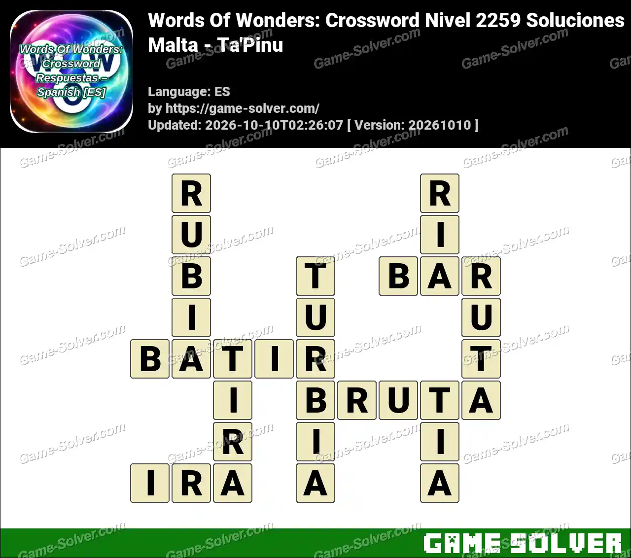Words Of Wonders: Crossword Nivel 2259 Soluciones – Malta – Ta’Pinu